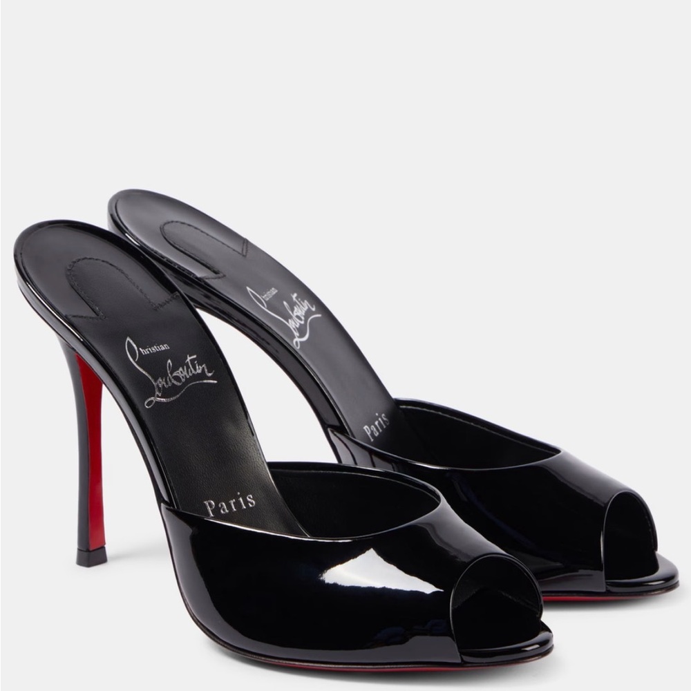 Christian Louboutin Glossy Black Peep-Toe Heels